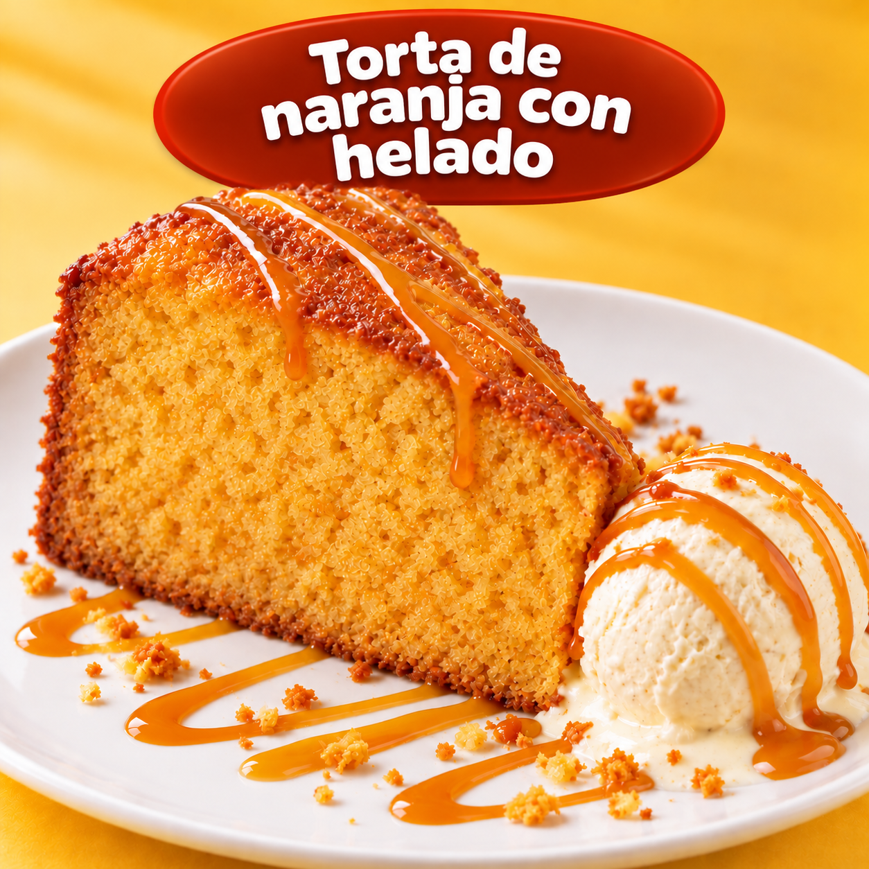 Torta de naranja con helado